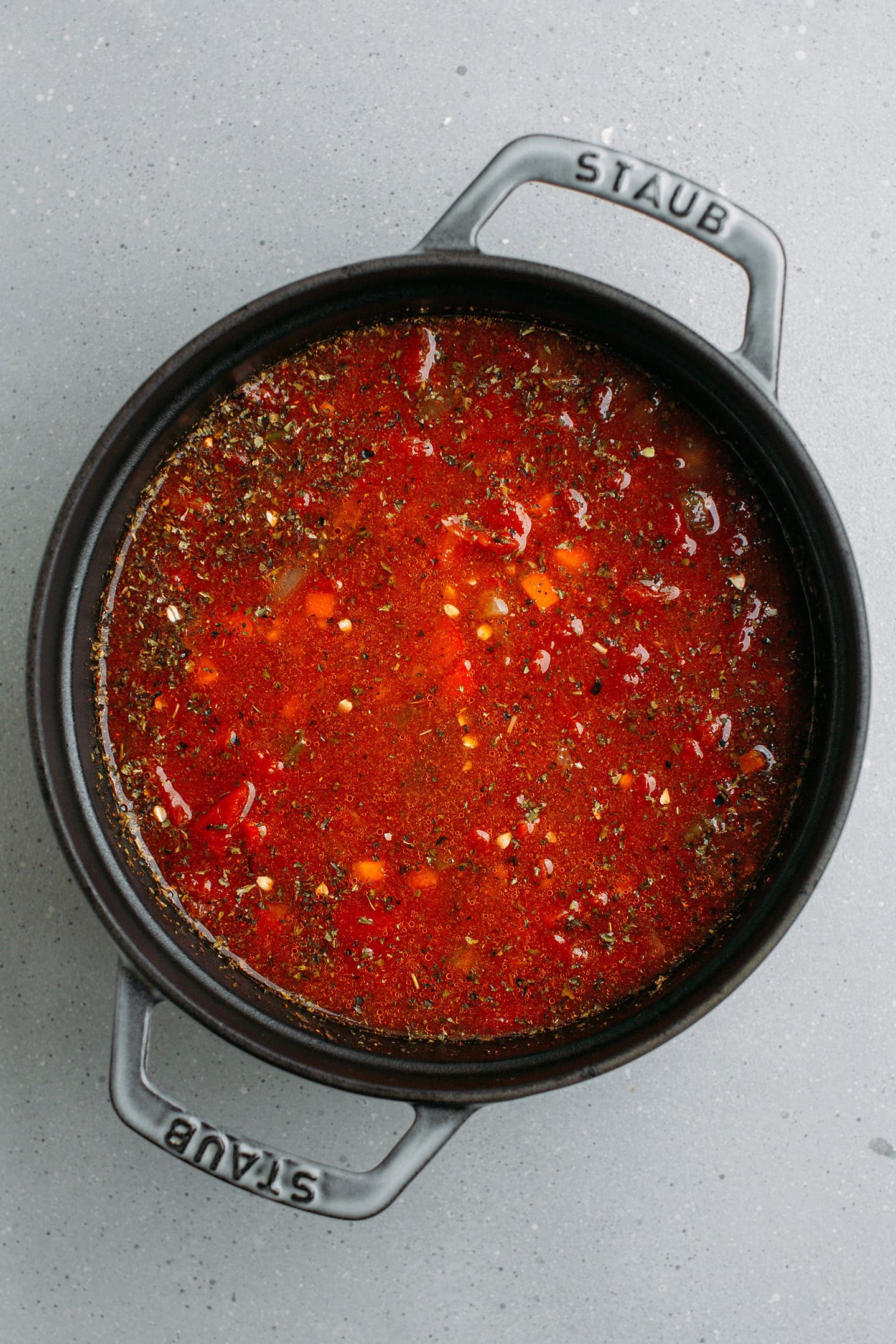 Chili cooking in a deep pot.