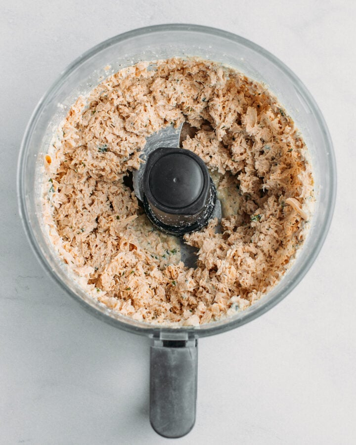 Processed TVP and tofu in a food processor.