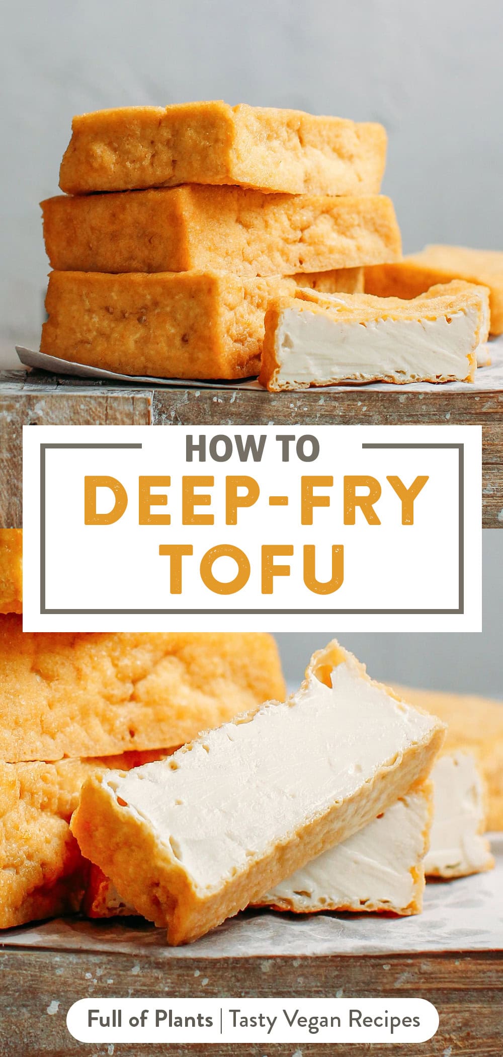 Learn how to deep-fry tofu from scratch! This deep-fried tofu is chewy on the outside, and soft and juicy on the inside. It will soak up everything from marinades to soups, and is perfect if you are bored of plain white tofu! #tofu #vegan #plantbased