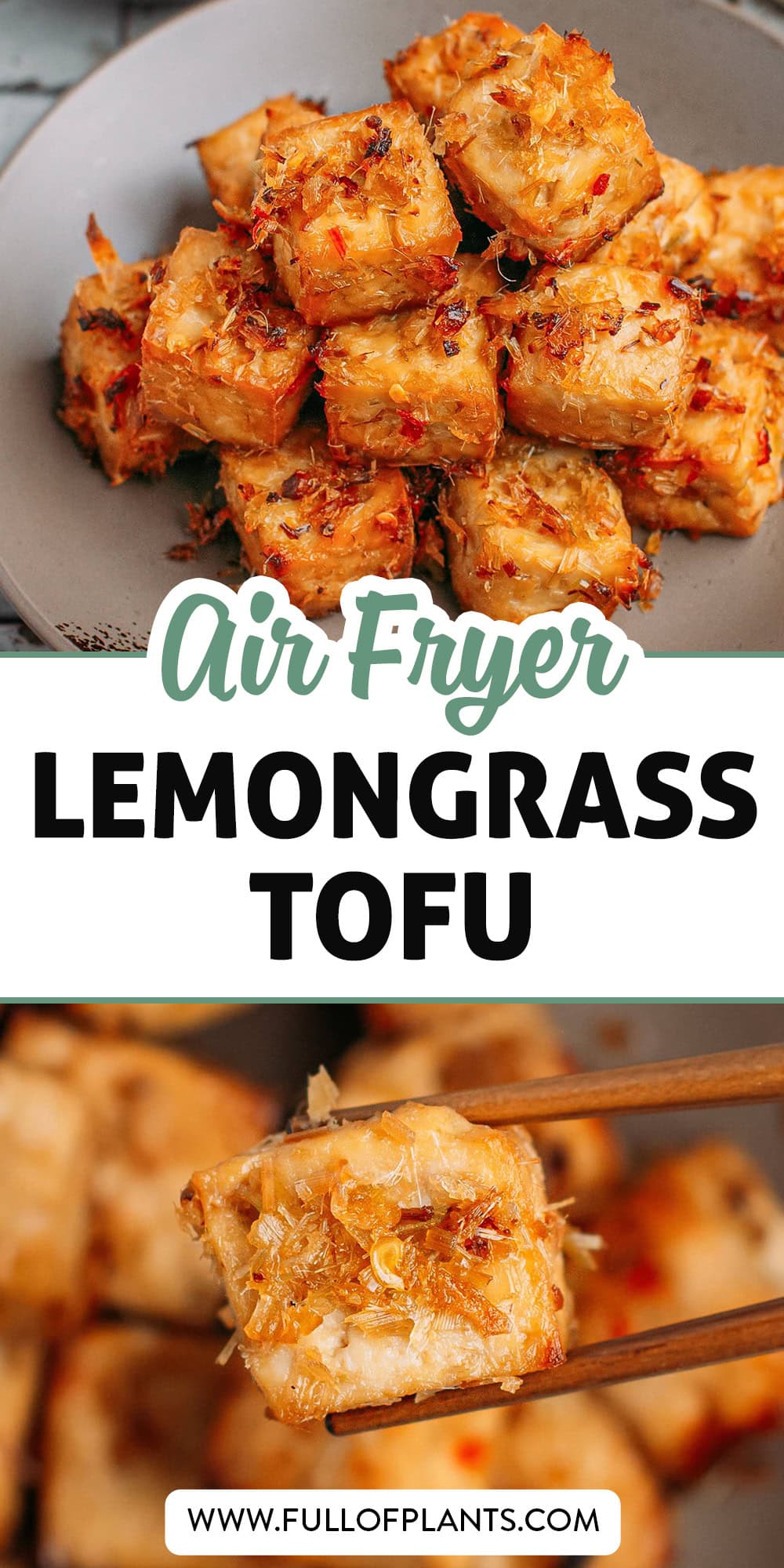 This air fryer lemongrass tofu is a shortcut take on the Vietnamese classic! It’s made entirely in the air fryer, takes just 20 minutes of hands-free cooking time, and is infused with zesty and spicy flavors. Pair it with fluffy white rice, quinoa, pasta, or toss it into salads! #tofu #vietnamese