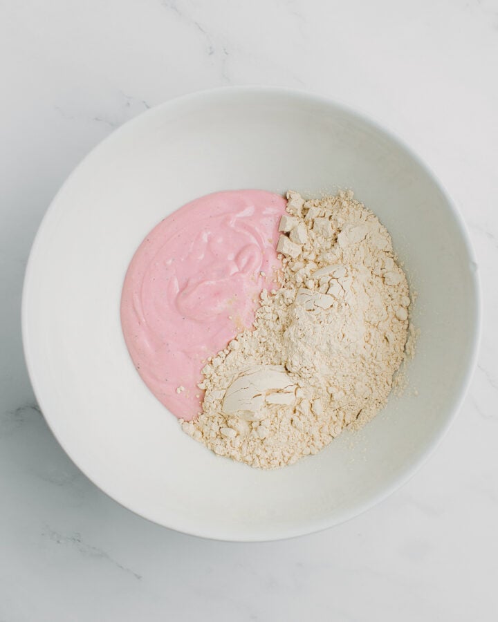 Blended tofu and vital wheat gluten in a bowl.