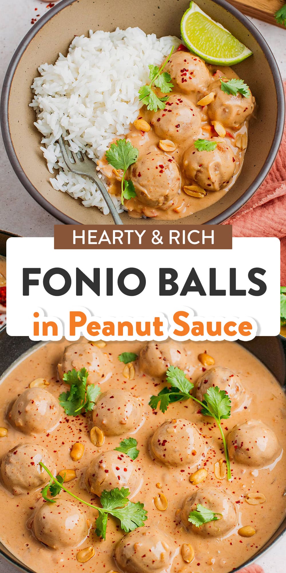 New to fonio? This recipe is the perfect place to start! It features tender fonio balls infused with warm spices and cooked in the creamiest coconut peanut butter sauce! It's hearty, rich, and packed with bold flavors!