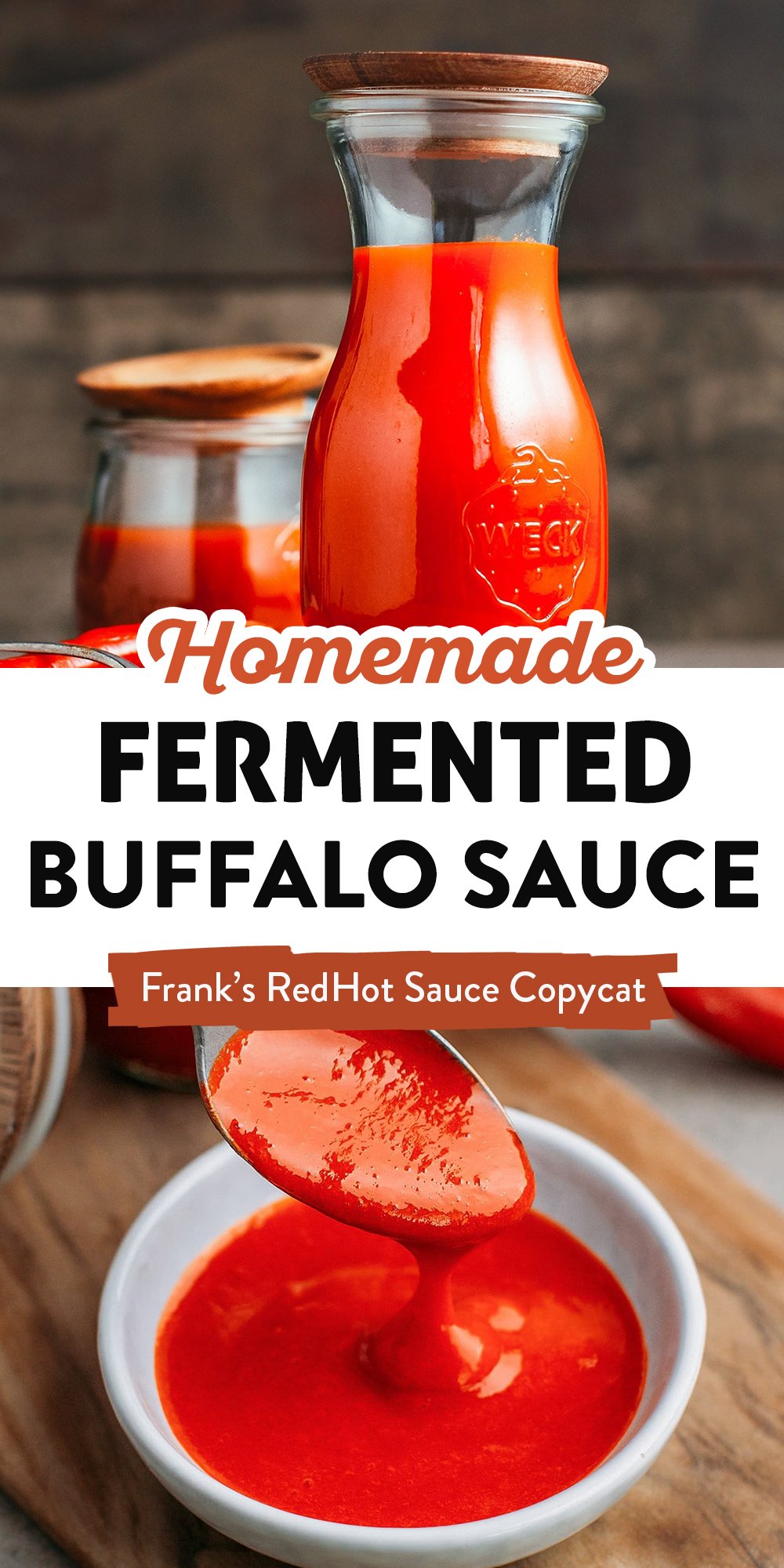 Learn how to make buffalo sauce from scratch at home! This fermented chili sauce requires just 7 ingredients and tastes just like the real one, if not better! You are going to love this Frank's RedHot dupe!
