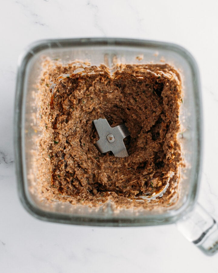 Mushroom paste in a blender.
