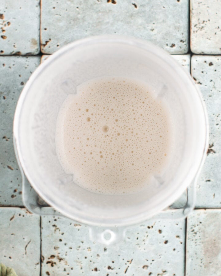 Cashew cream in a blender.