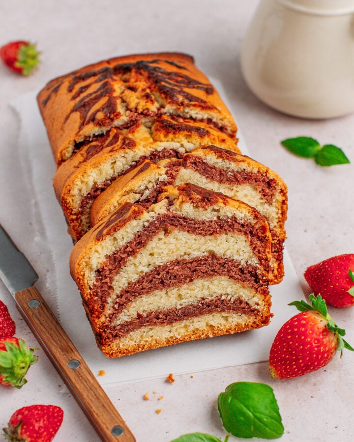 Vegan Strawberry Marble Cake