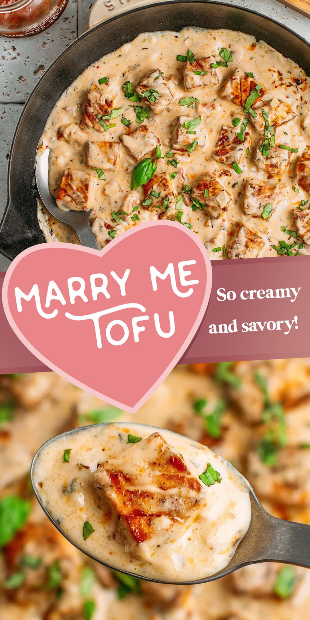 This Marry Me Tofu is anything but ordinary. The tofu is marinated in a savory blend of sun-dried tomatoes, garlic, olive oil, and Italian herbs, baked until golden brown, and then tossed in the creamiest garlic-cashew sauce. An approachable dish that belongs on the menu of the trendiest restaurant in town!