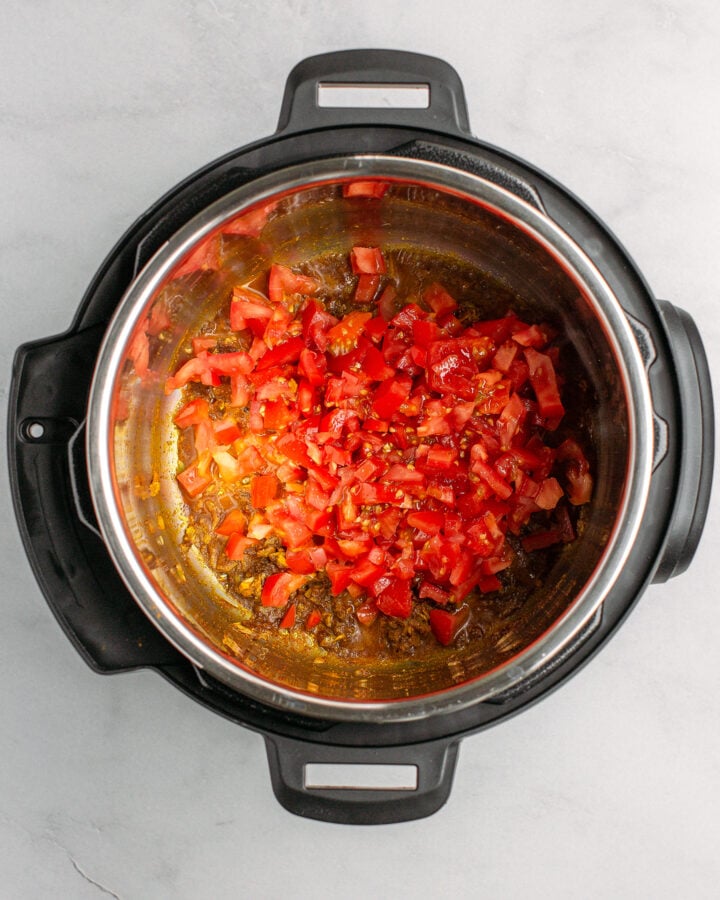 Diced tomatoes in an Instant Pot.