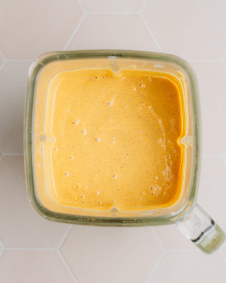 Pumpkin cream in a blender.