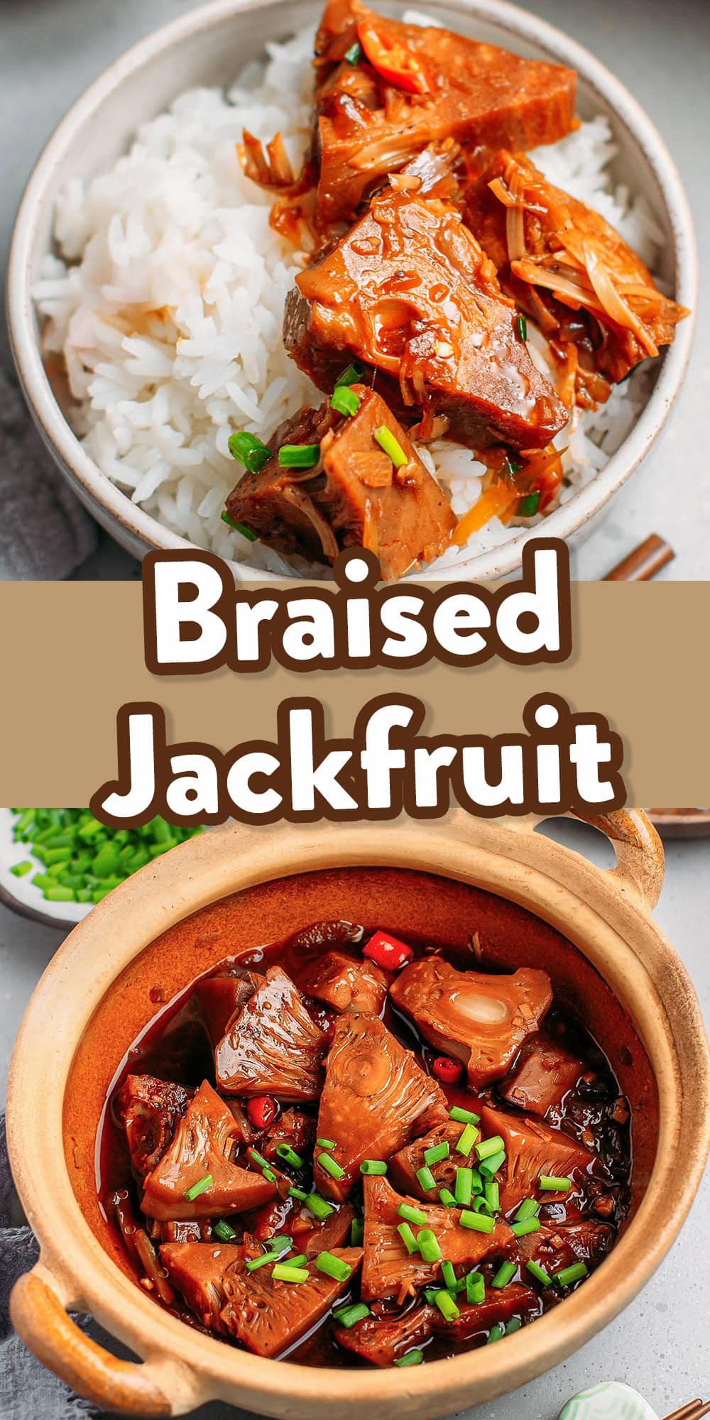 This Vietnamese-inspired braised jackfruit dish features juicy chunks of jackfruit simmered in a sweet-and-salty black pepper sauce. A hearty dish that's packed with flavor and ready in just 30 minutes. Serve it with steamed rice, noodles, or quinoa!