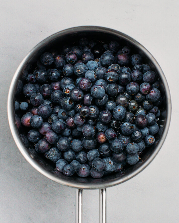 Blueberries in a saucepan.