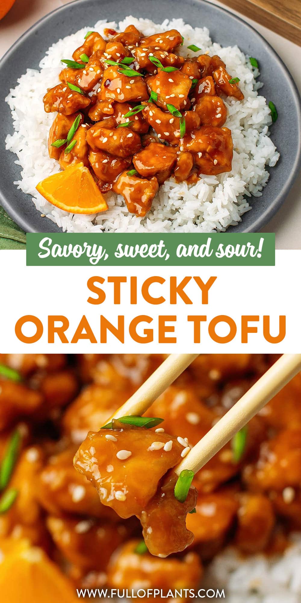 Orange tofu is a plant-based take on the popular Chinese-American chicken dish. My version features chewy tofu with slightly crispy edges, coated in a thick, sticky sauce that's packed with orange flavor. Savory, sweet, and sour!