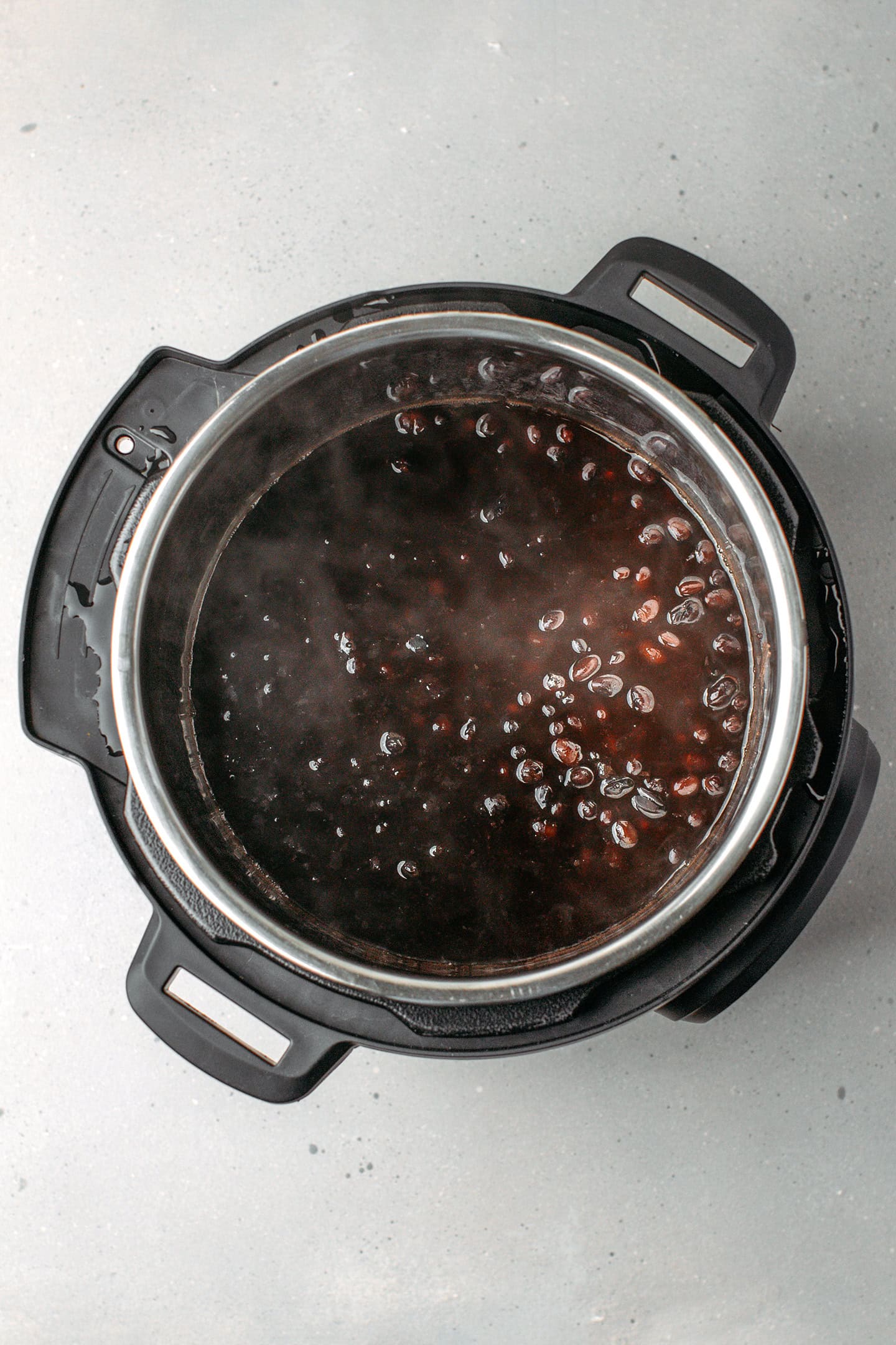 Cooked black beans in an Instant Pot.