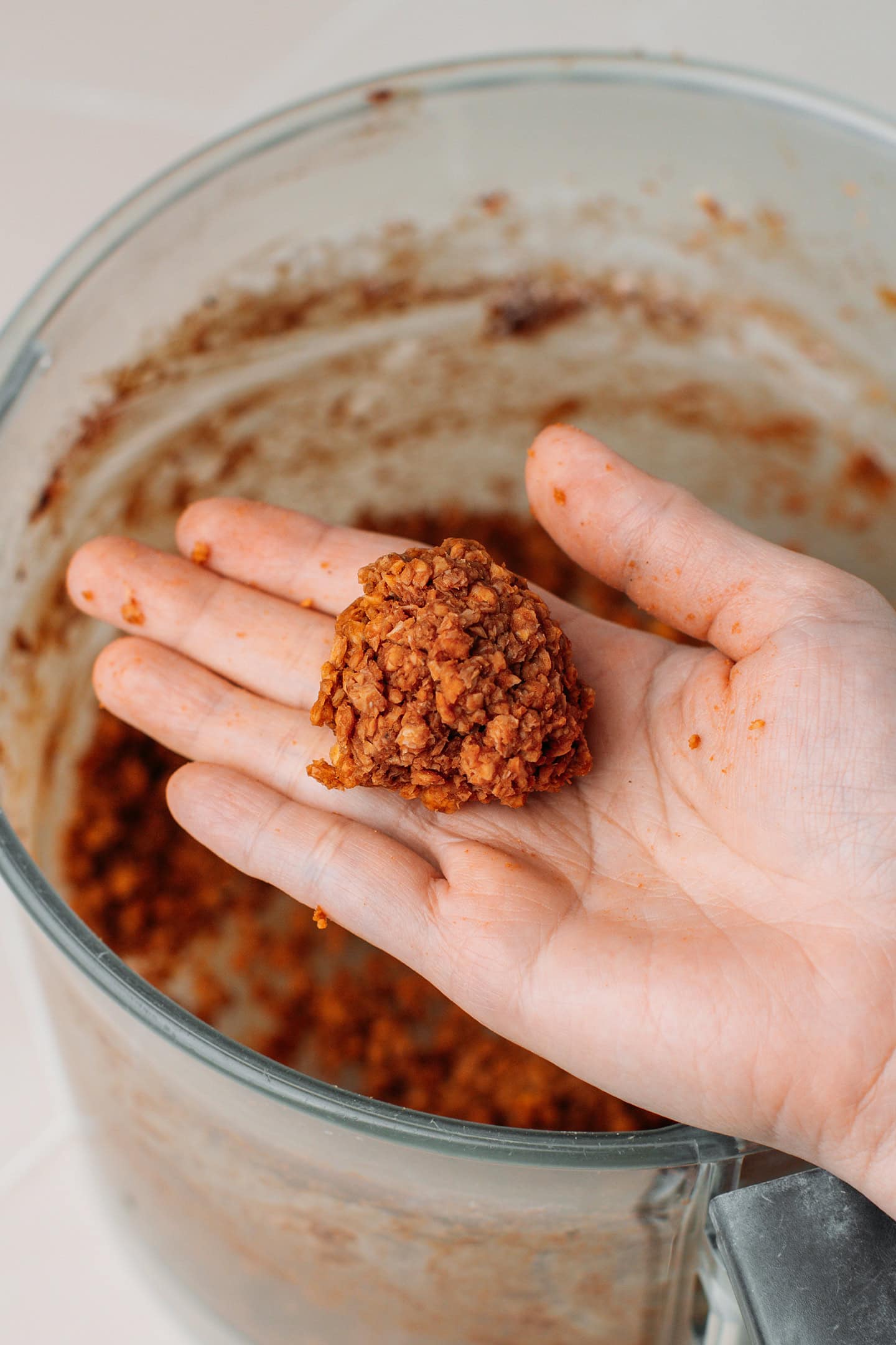 Holding a ball of TVP mixture.
