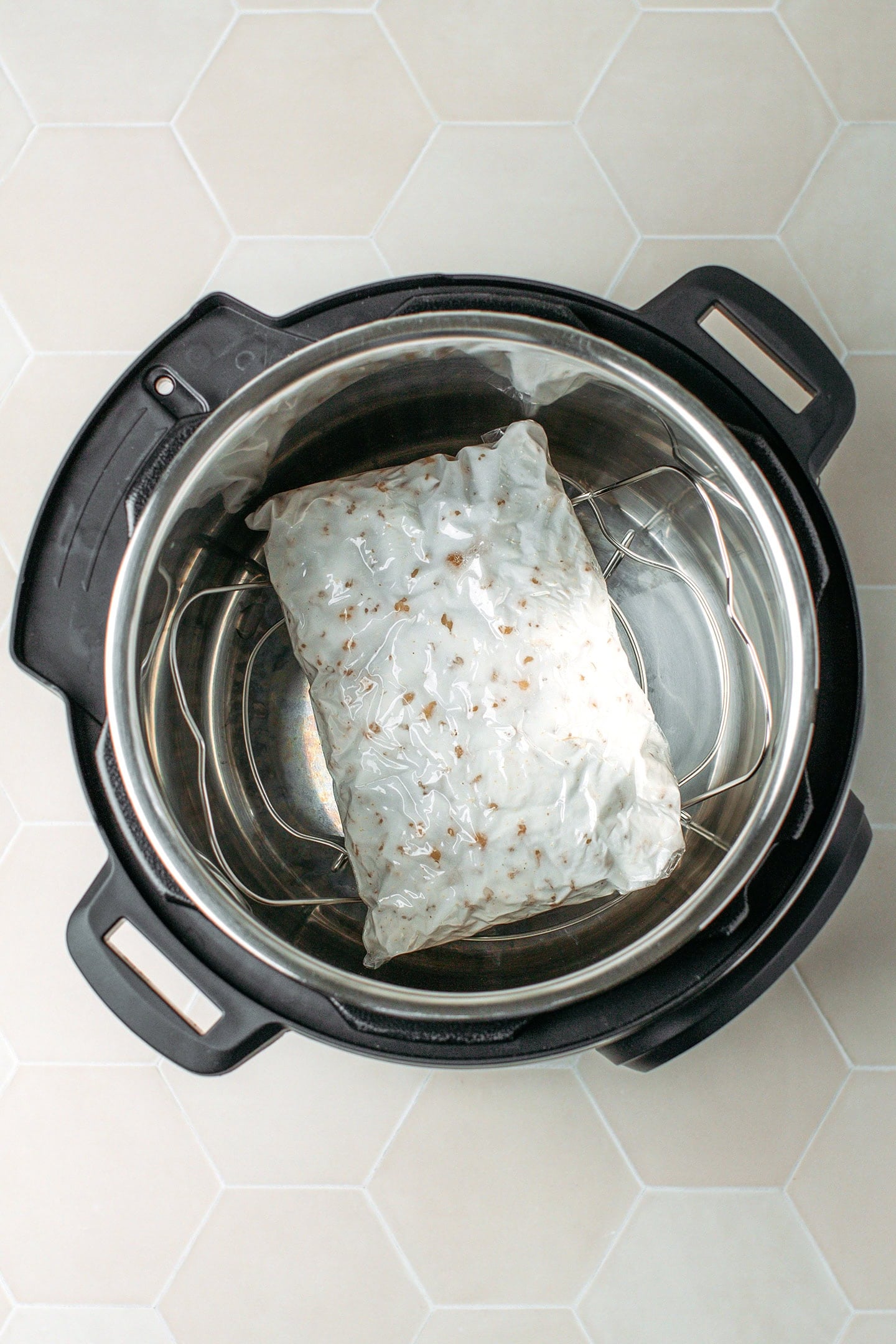 Chickpea tempeh inside an Instant Pot.