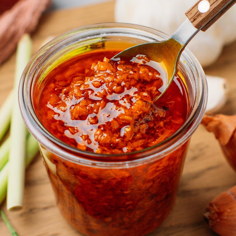 Jar of Vietnamese sate.