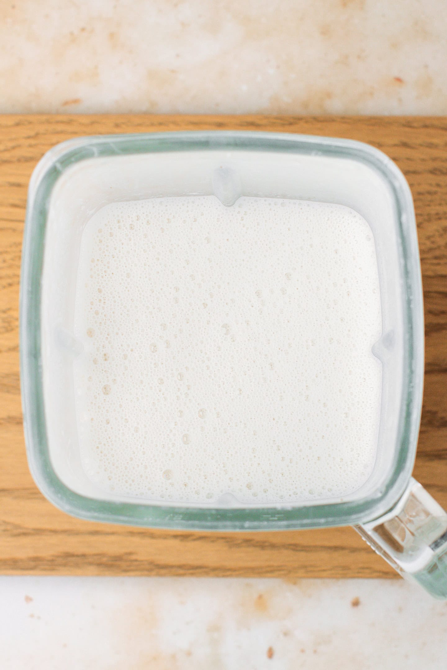 Cashew milk in a blender.