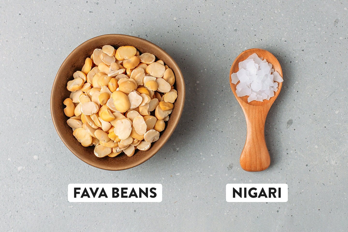 Ingredients like fava beans and nigari.